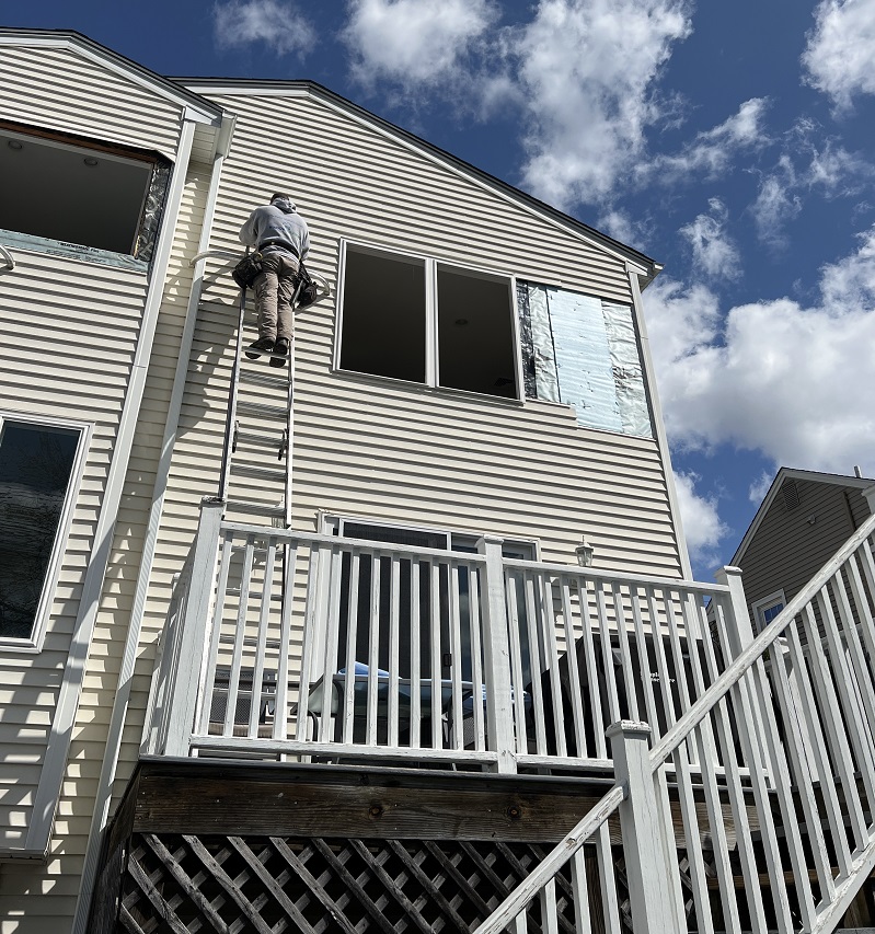 The window installation begins 